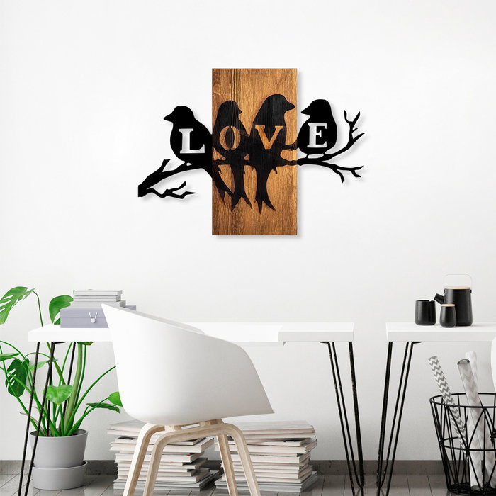 Wallity Love Birds Escultura de Pared en Nogal y Negro Wallity Love Birds Escultura de Pared en Nogal y Negro